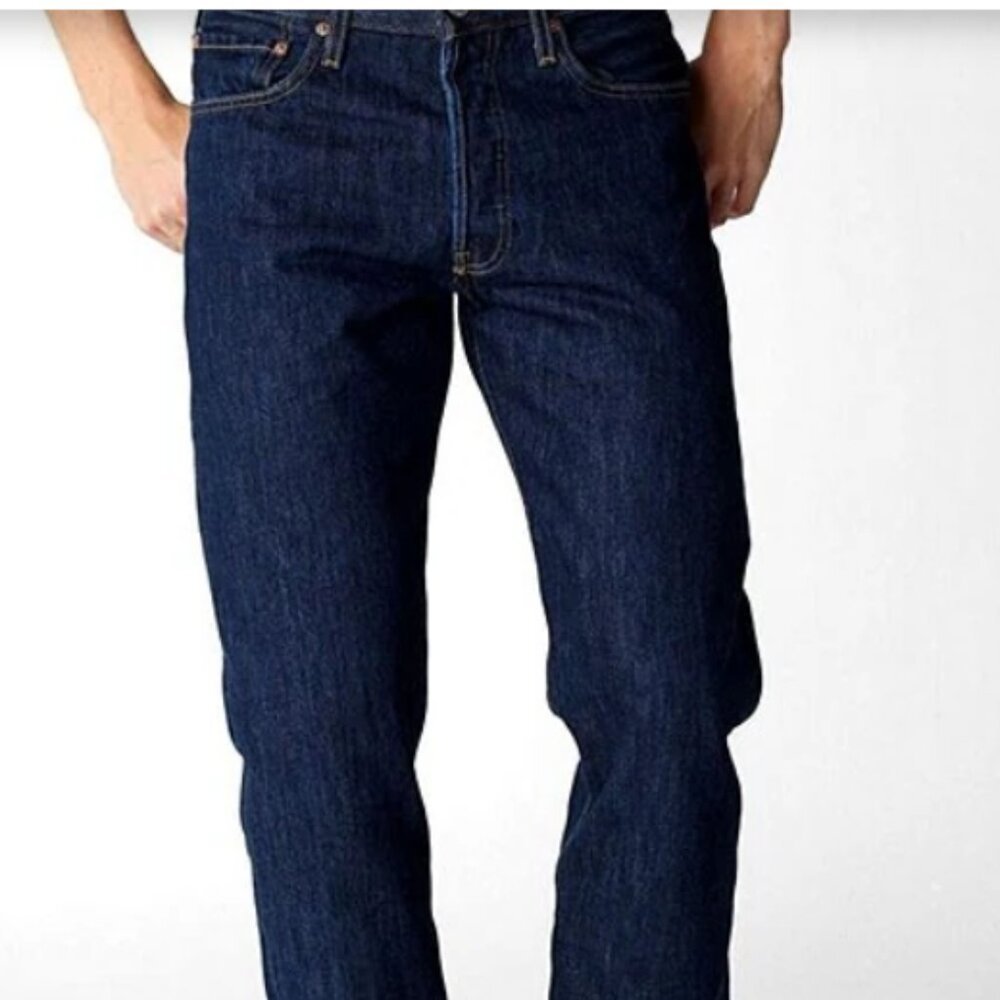 Levi's 501 Original Classic Fit Rigid Jeans Rinsed Dark Blue